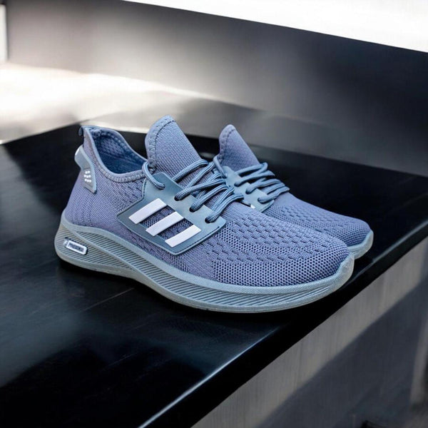 Men's Grey Fabric Casual Sneakers for Running