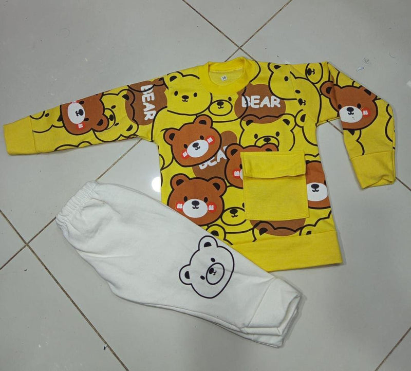 Unisex Printed Fleece Tracksuit Set for Kids - 2 Pcs (Shirt & Trouser)